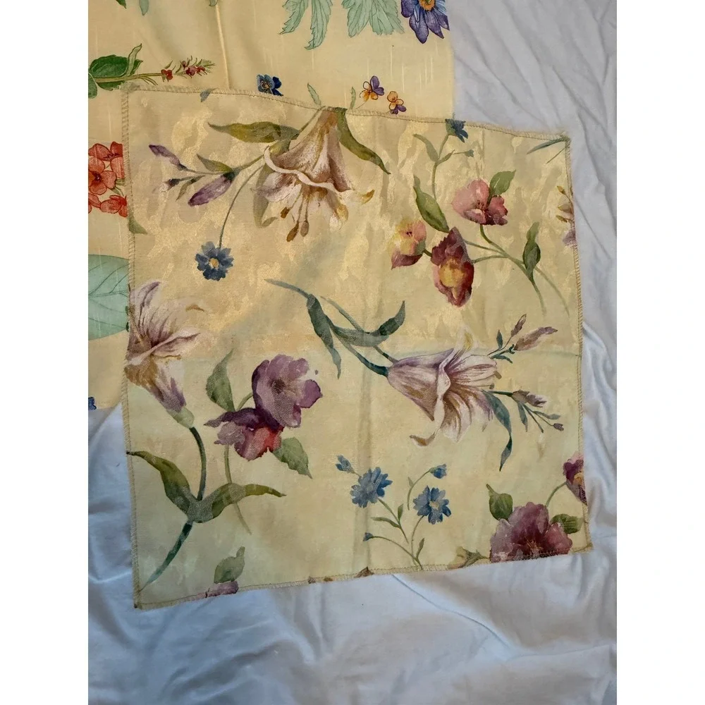 Lot of 6 yellow floral color design fabrics‎ leaves solid quality vintage new